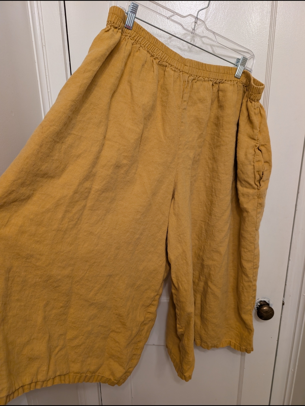 Wide-Leg Linen Blend Pants in Mustard - Picture 3 of 5